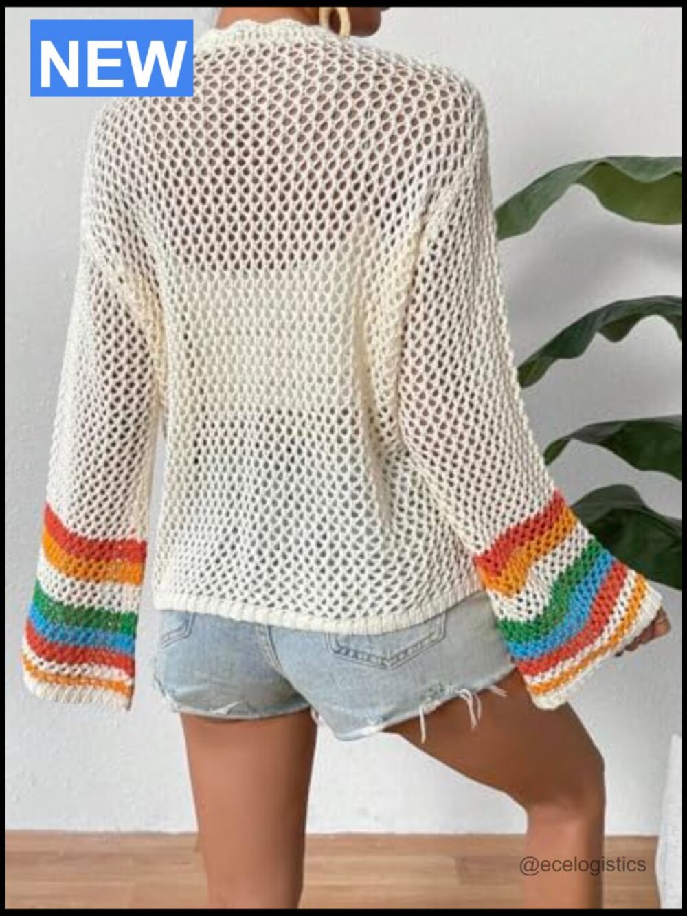 Floral Crochet Open Front Cardigan Sweater Long Sleeve Lightweight - Picture 2 of 7